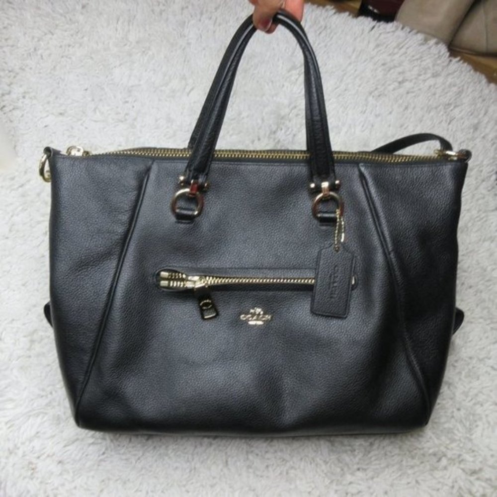 Coach Primrose Black Pebble Leather Satchel